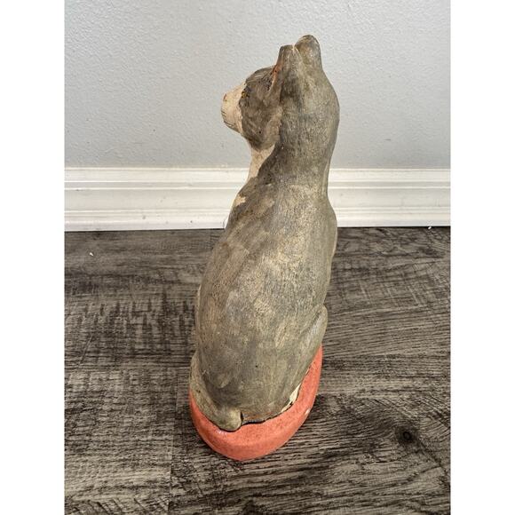 Vaillencourt Folk Art Chalkware Cat 1989 Hand painted Vintage Primitive 10” Grey - Picture 6 of 10